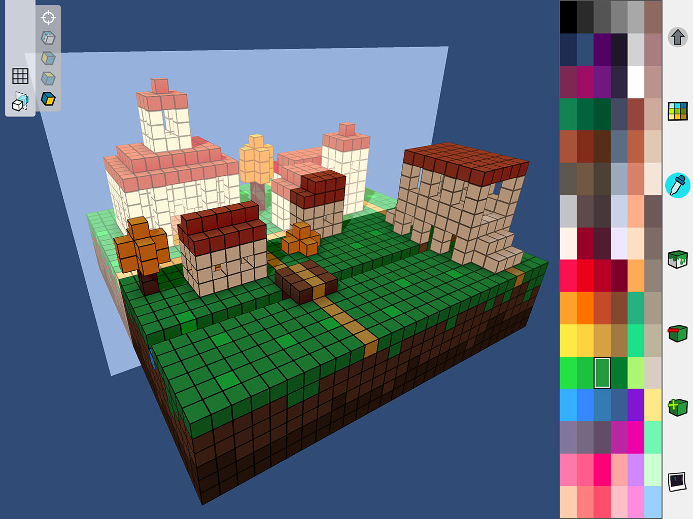 A screenshot of the Particubes app with one of its sample voxel models
