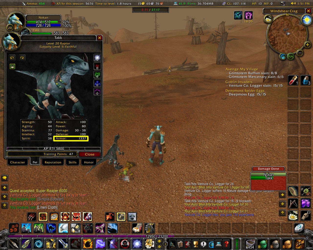 Screenshot of the busy World of Warcraft UI with buttons lining the edges of the screen and a pop-up window laid over a 3D world with multiple characters